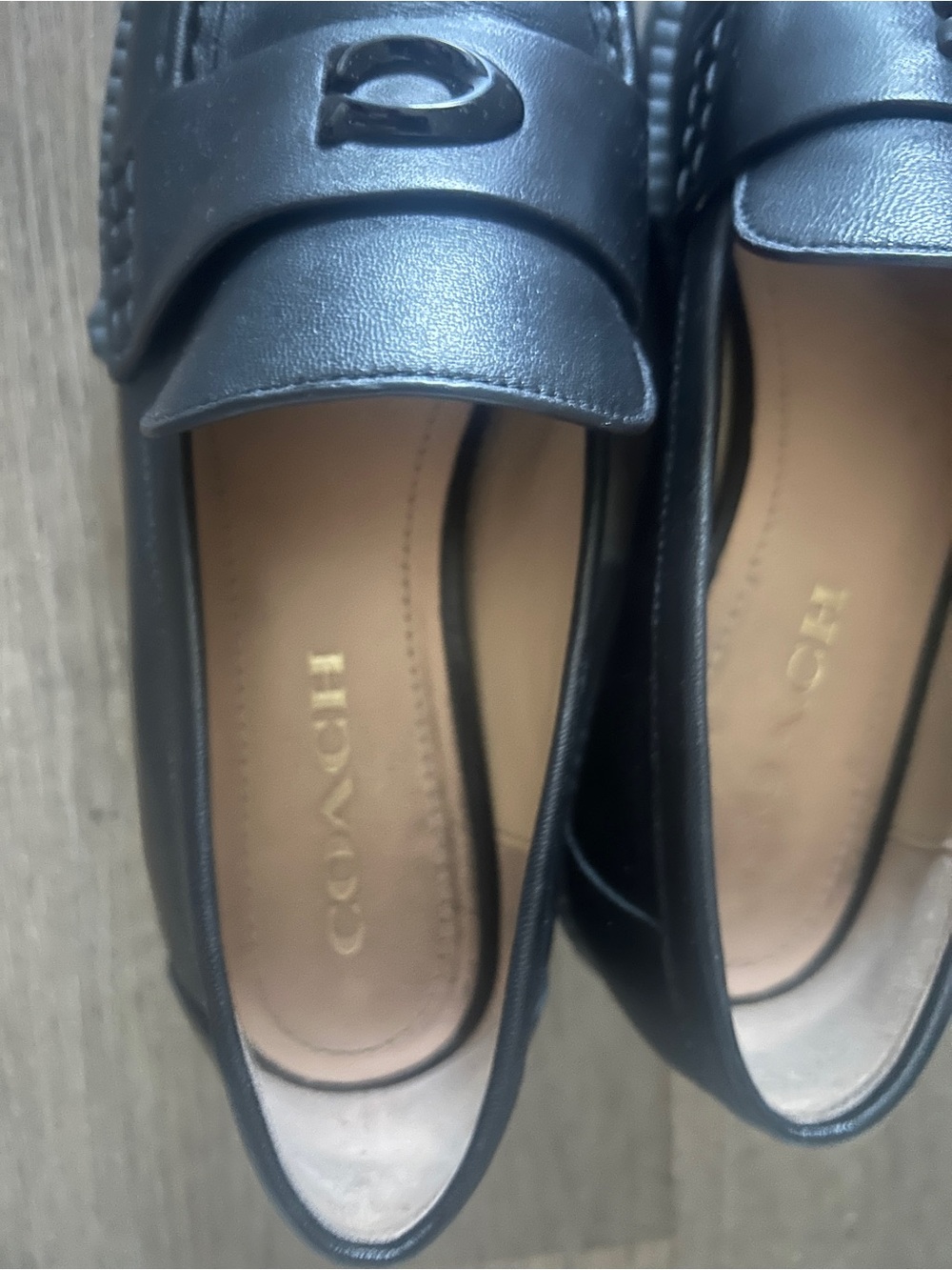 Coach Black Leather Women's Penny Loafers - Picture 3 of 5